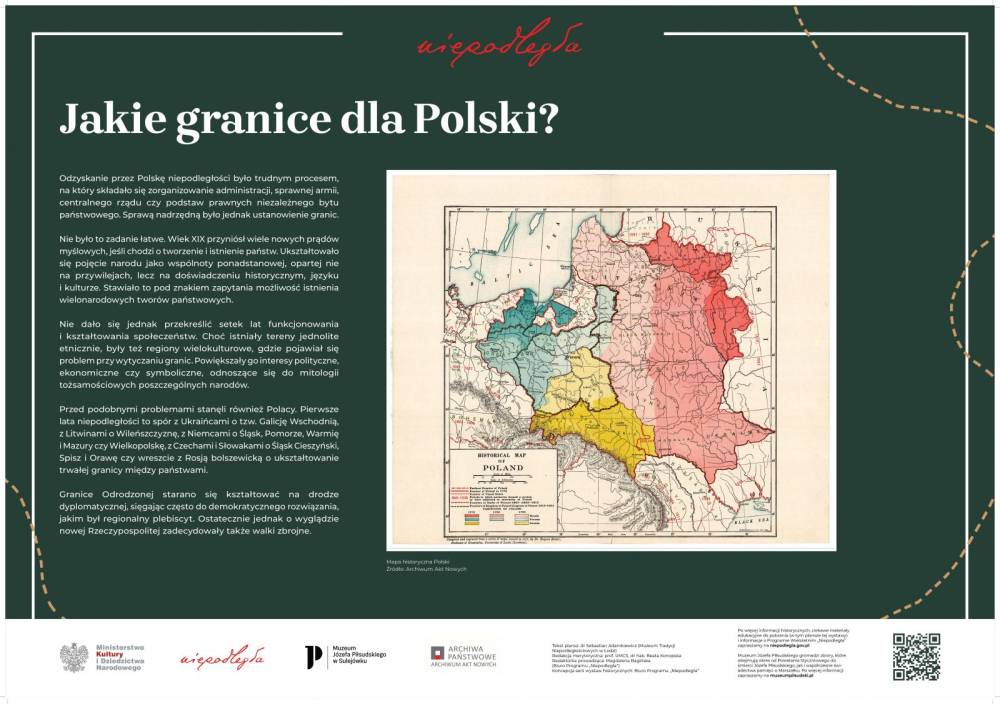 Wystawa "Niepodległa na mapach. Kształtowanie granic po 1918 roku" plansza 2 - Jakie granice dla Polski