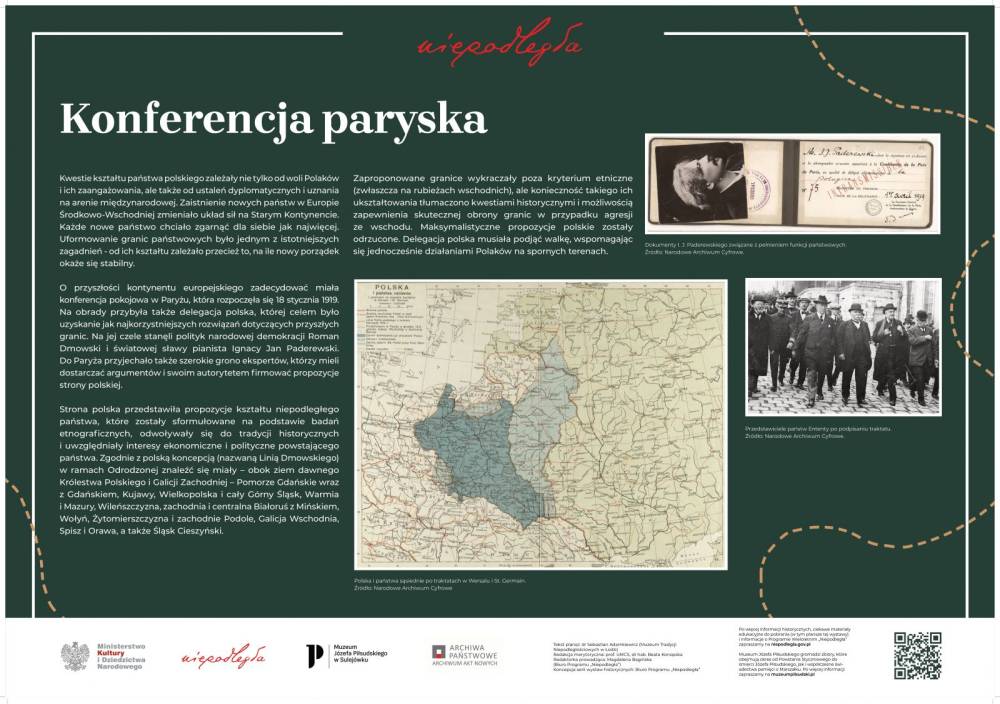 Wystawa "Niepodległa na mapach. Kształtowanie granic po 1918 roku" plansza 5 - Konferencja paryska