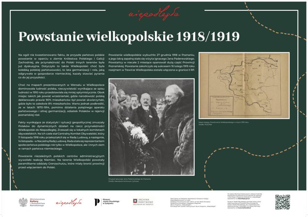 Wystawa "Niepodległa na mapach. Kształtowanie granic po 1918 roku" plansza 6 - Powstanie wielkopolskie 1918/1919