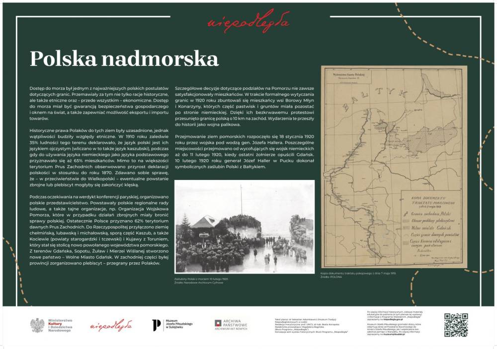 Wystawa "Niepodległa na mapach. Kształtowanie granic po 1918 roku" plansza 7 - Polska nadmorska