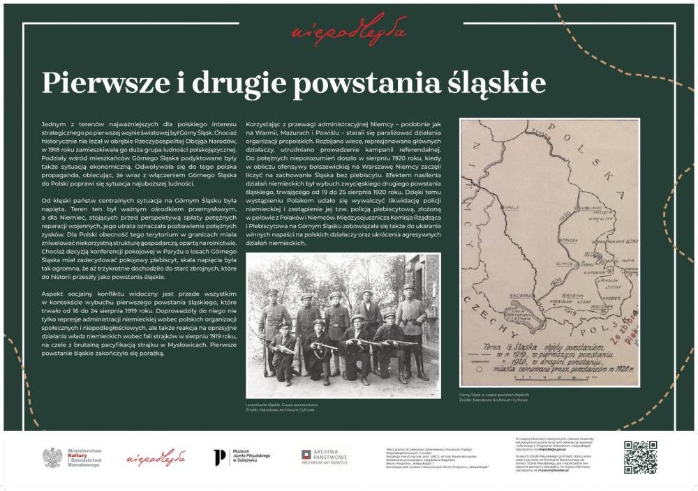 Wystawa "Niepodległa na mapach. Kształtowanie granic po 1918 roku" plansza 10 - Pierwsze i drugie powstania śląskie