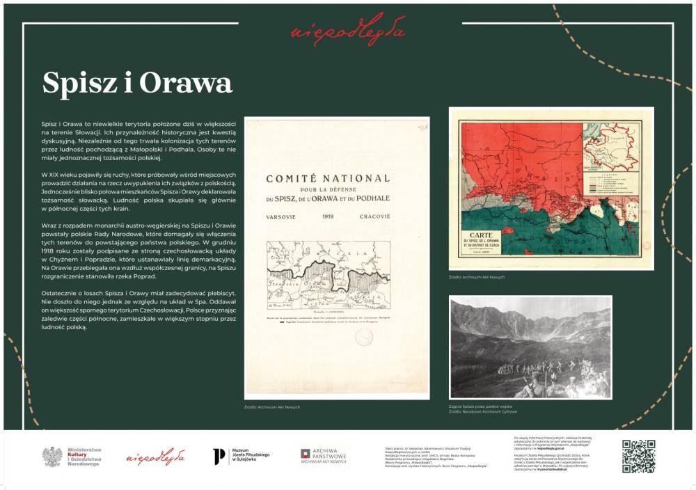Wystawa "Niepodległa na mapach. Kształtowanie granic po 1918 roku" plansza 14 - Spisz i Orawa